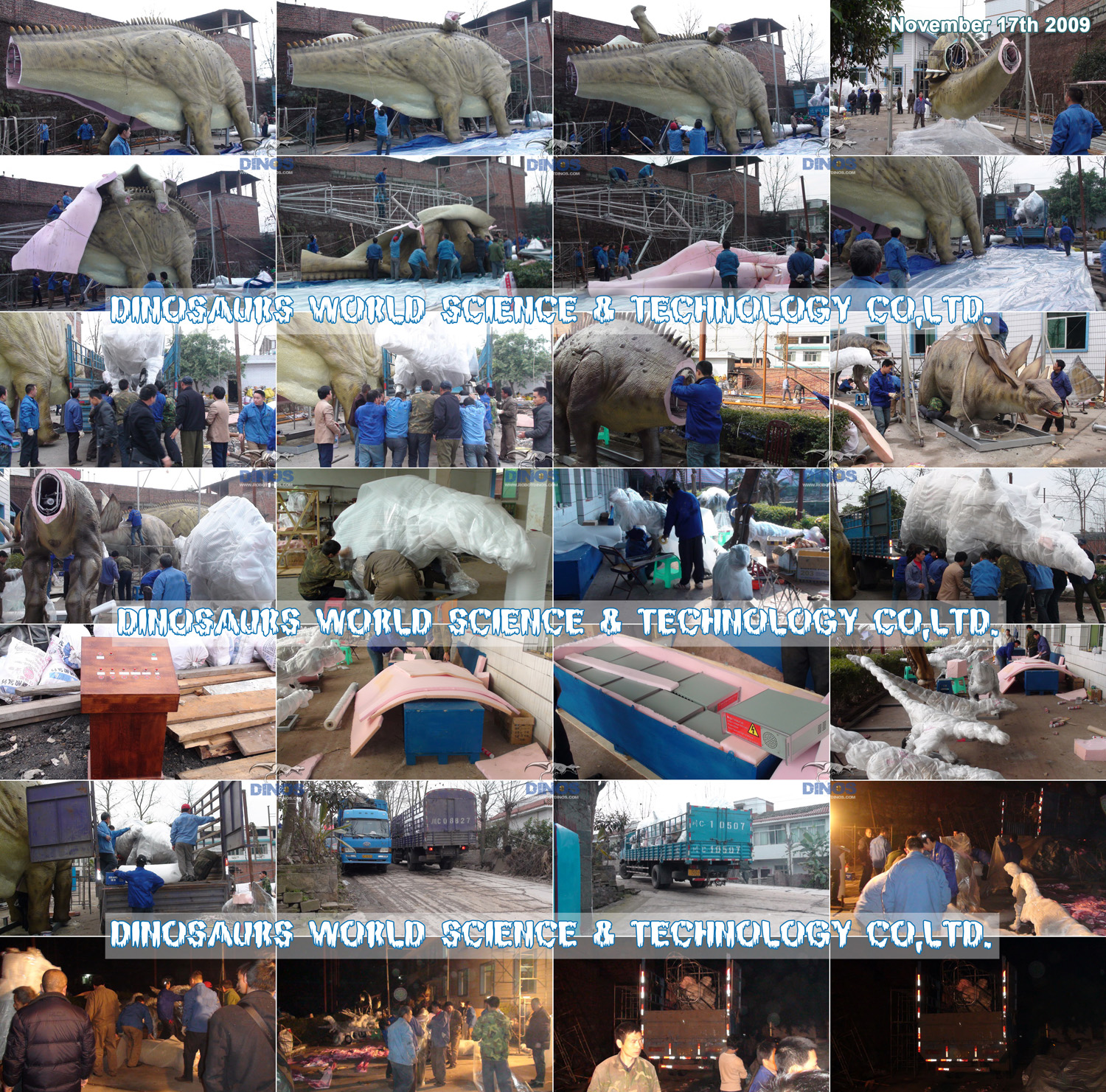 Robotic Dinosaurs Packing And Transportation In Factory